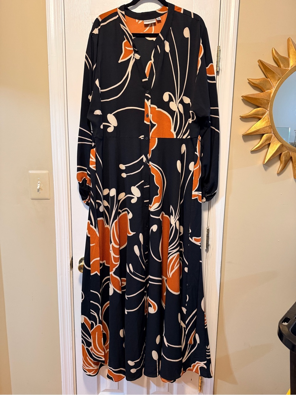 Premier Black Maxi Dress with Rust and Cream Floral Print - Picture 2 of 7